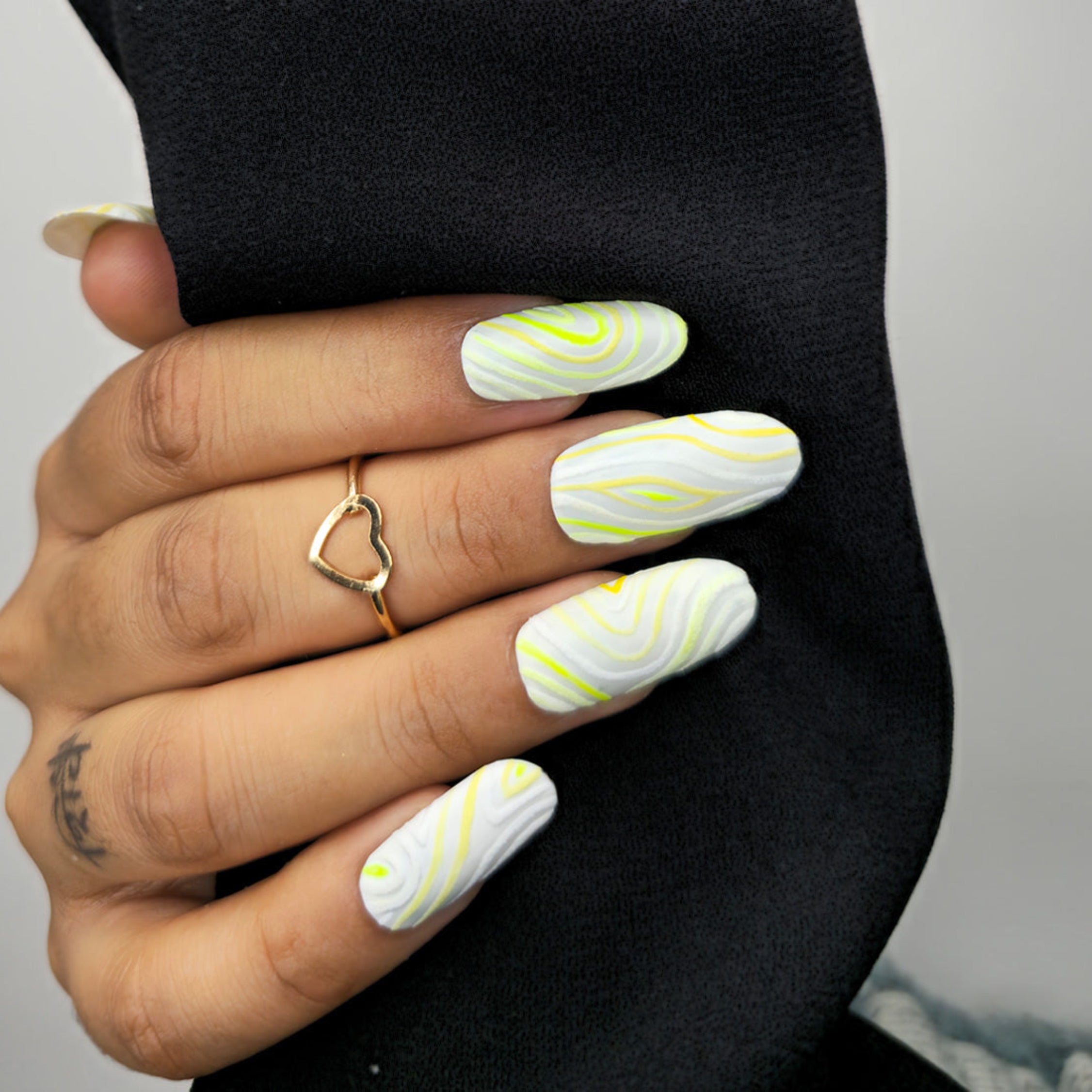 Lime Swirl Matte Nails