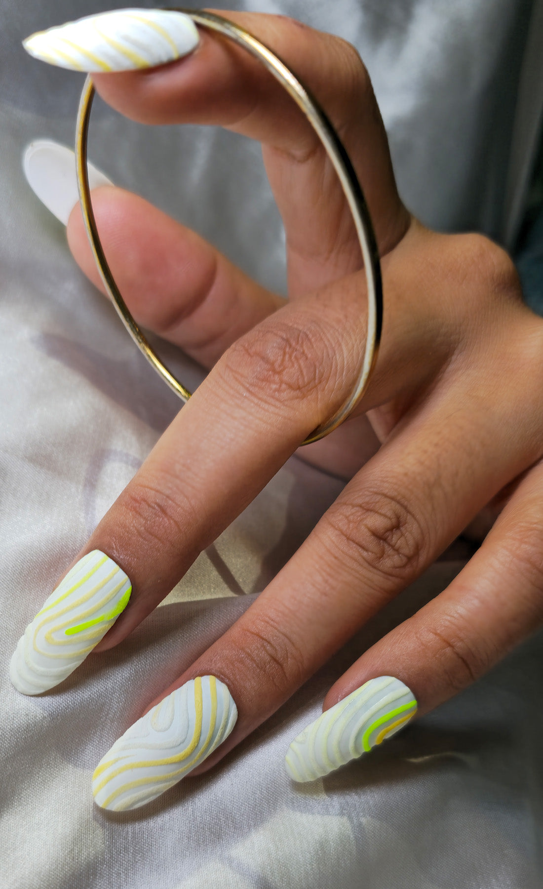 Lime Swirl Matte Nails