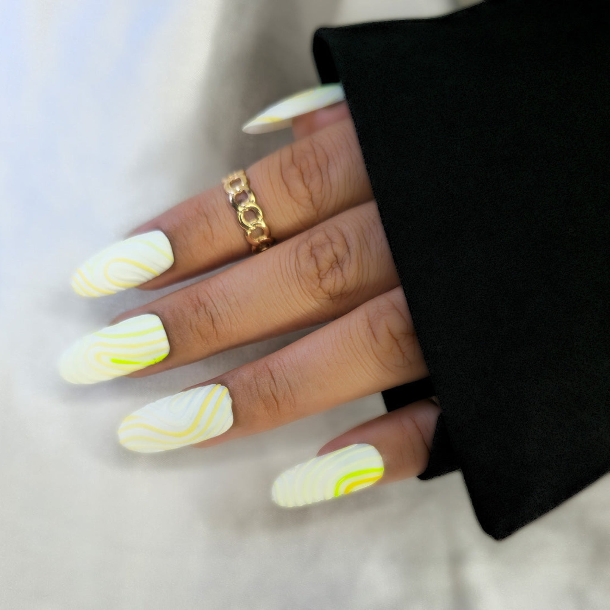 Lime Swirl Matte Nails