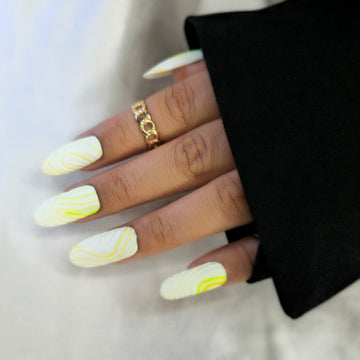 Lime Swirl Matte Nails