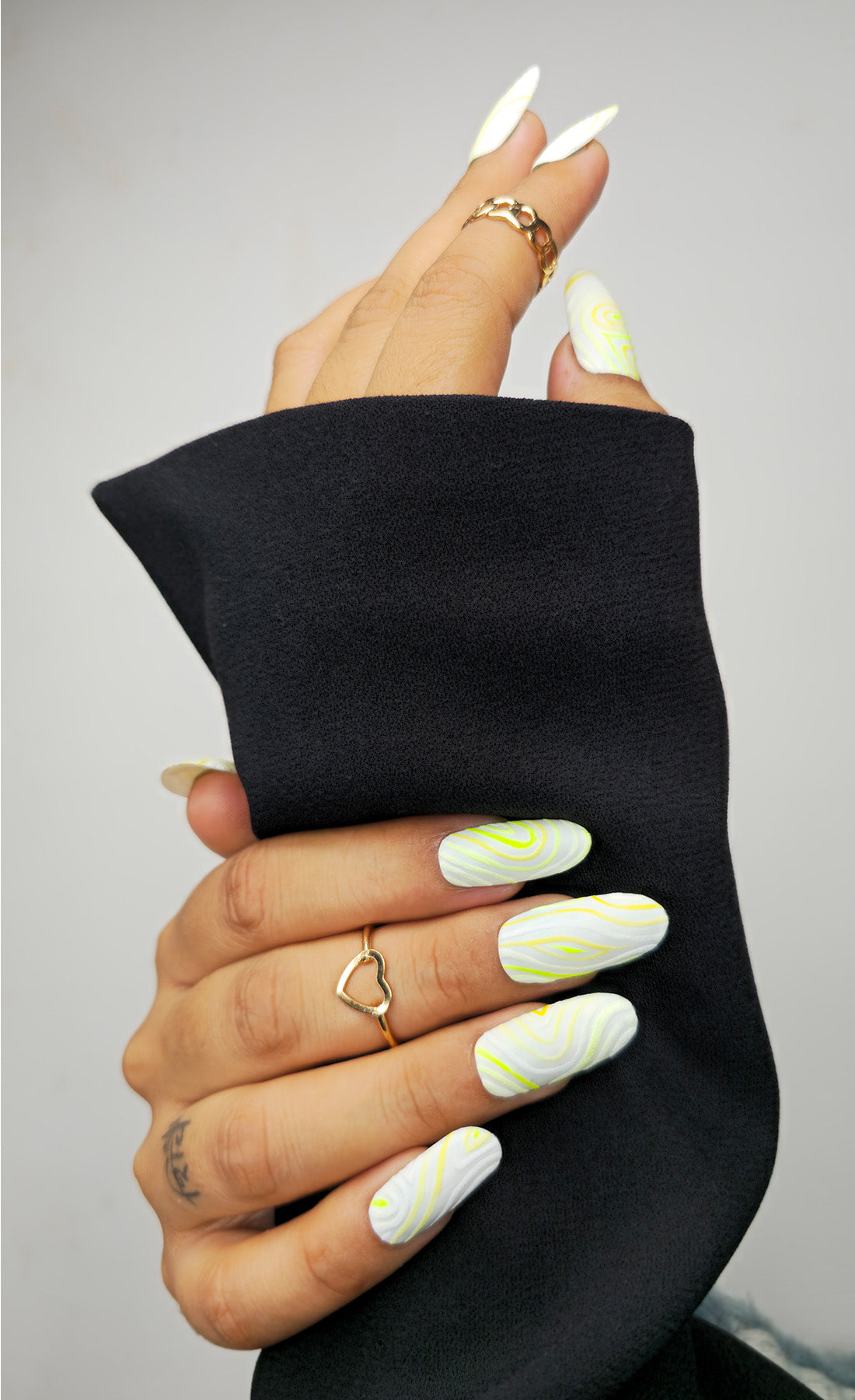 Lime Swirl Matte Nails