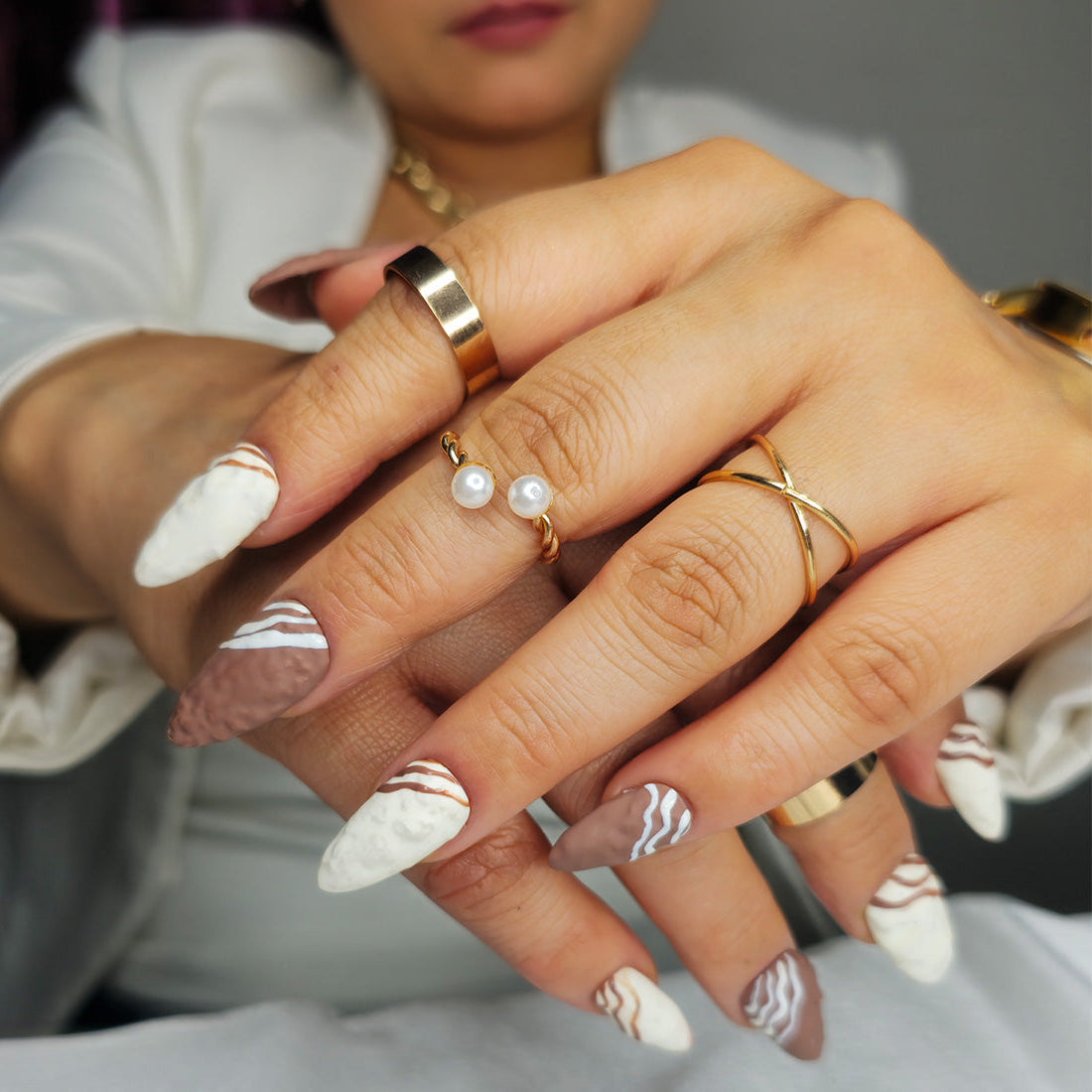 Choco Swirl Press-On Nails